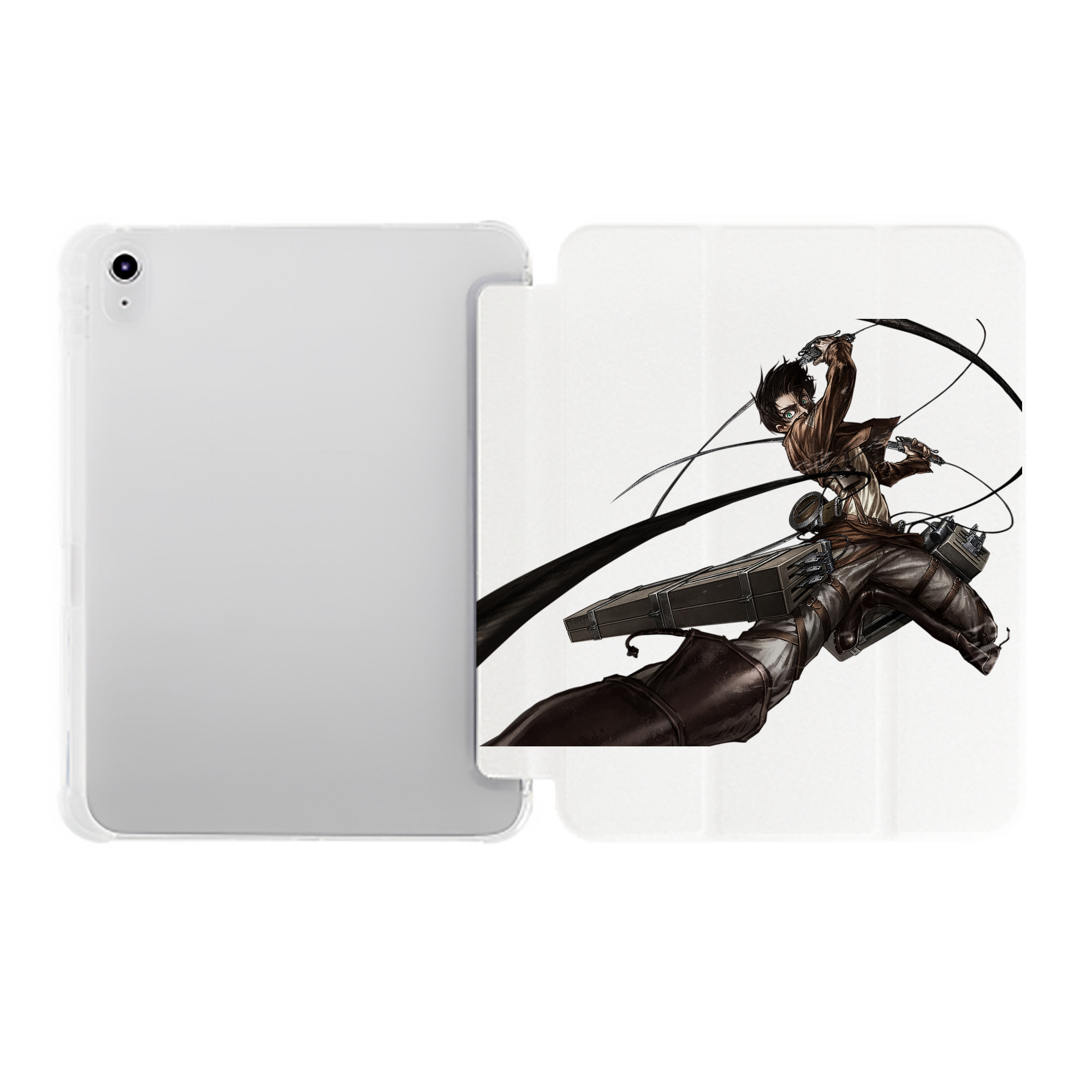 （画像用） 進撃の巨人 エレン･イェーガー Attack on Titan Eren Jäger IPad ケース ペン収納付き 三つ折りスタンド PUレザー×シリコン 対応機種9.5/10.5/10.9インチ